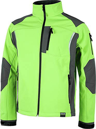 Work Team Chaqueta Softshell Combinado con Membrana Interior Transpirable y Aislante e Interior de Alta Capacidad termica. Hombre Verde Lima+Gris M
