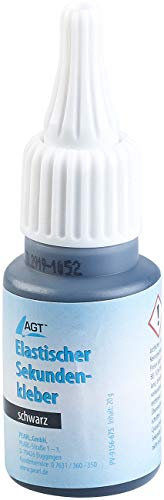 AGT Flexibler Kleber: Elastischer Sekundenkleber mit Dosierspitze, 20-g-Flasche, schwarz (Elastischer Kleber, Sekundenkleber flexibel, LED Flaschen)