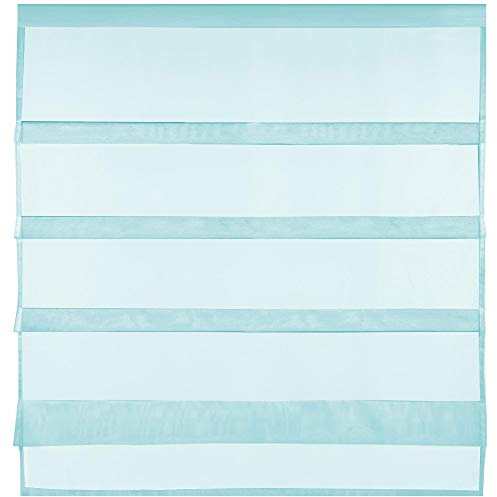 Bestlivings Transparente Bistrogardine Raffoptik mit Stangendurchzug in Voile, schlicht und modern in vielen erhältlich (100 x 110 cm/türkis - Aqua)