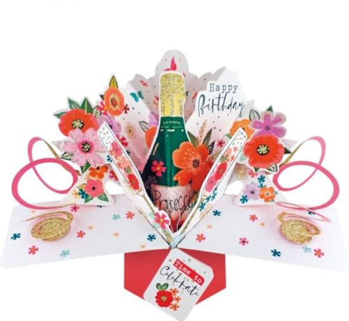 Geburtstag Prosecco Pop Up Grußkarte Original Second Nature 3D Pop Up Karten