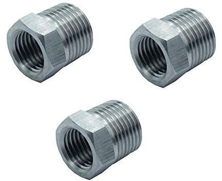 HongBoW Hardware 3 pcs/pack Stainless Steel 304 Hex Reducing Bushing 3000 Psi High Pressure Pipe Fitting Reducer Bushing 3/8 NPT Male x 1/4 NPT Female