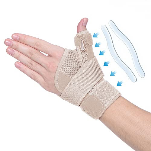 FITTOO Daumenbandage Links und Rechts, Daumenschiene Handgelenkbandage Männer, Frauen Daumenorthese Bandage für Arthritis Tendonitis Karpaltunnel Schmerzlinderung, Verstauchung (1, Beige)