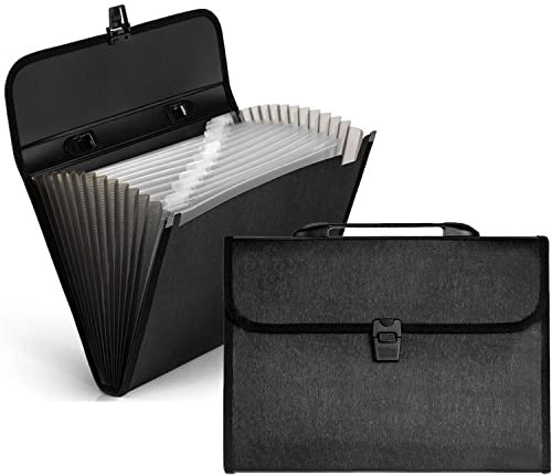 Dokumentenmappe A4 Fächermappe, 12 Fächer Grosse Kapazität Sortiermappe Ordner Datei Organizer mit Schnalle,Portable Erweiterbar Ordnungsmappe mit Labeln, für Büro, Schule, Haus