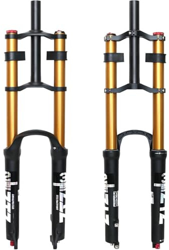 splumzer [EU Stock Horquilla de Suspensión de Bicicleta 26/27.5/29para Bicicleta de Montaña DH Air Doble Hombro Downhill Rappel Amortiguador Tubo Recto Ultraligero (Oro, 26 Pulgadas)