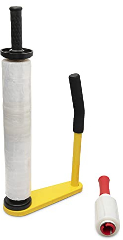 Birdtown Traders Stretch-Folien-Spender – Palettenverpackungswerkzeug für Verpackung, Versand, Lager, Logistik – verstellbar für 43,2 cm und 48,3 cm Rollen Schrumpffolie, mit Handwickelwerkzeug