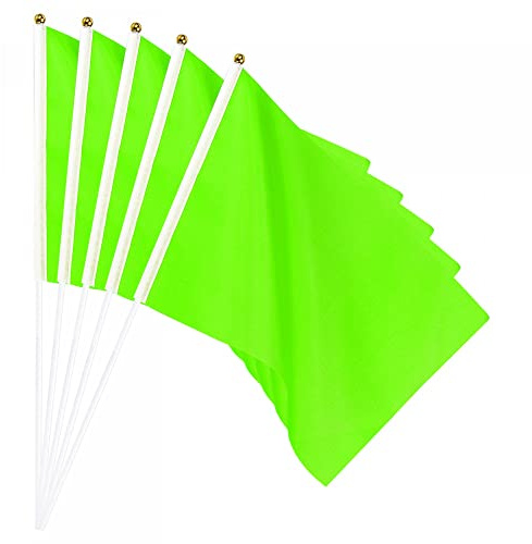 sourcing map Grüne Flagge Stick Handheld Kleine Mini DIY Flagge Banner 11,8 Zoll x 7,8 Zoll Rechteck für Festival Events Party Dekoration 12 Stück