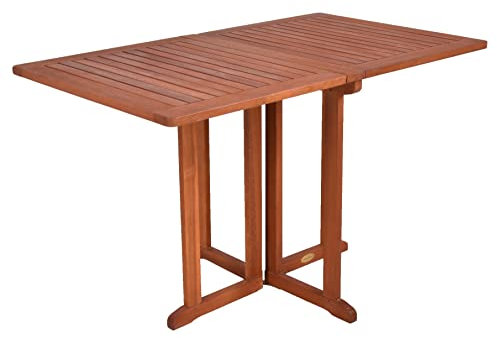 Spetebo Tavolo da balcone Baltimora in legno di eucalipto pieghevole – rettangolare/120 x 70 cm – Tavolo da pranzo per esterni in legno massiccio FSC oliato – Giardino terrazza balcone tavolo per