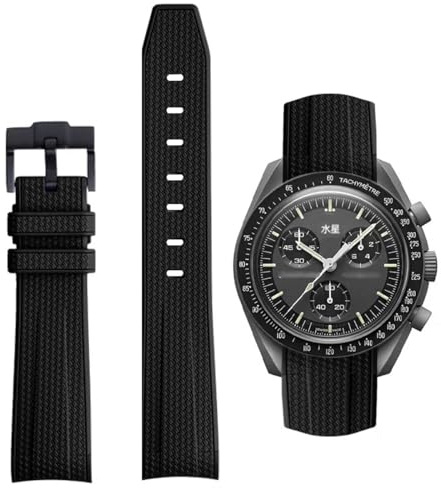 HEYOZURY Uhrenarmbandfür 20mm Omega x Swatch MoonSwatch Rolex Watch Silikon Männer mit Edelstahl Faltschließe Ersatz Armband Original Armband Omega x Swatch MoonSwatch Speedmaster