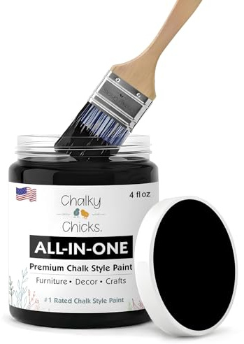 Chalky Chicks 4 Fl Oz Matte Starless Night Black Chalk Paint for Furniture Without Sanding - No Prep Furniture Paint No Sanding All in One for Crafts, Wood, Cabinet, Walls, Metal, Dresser, Farmhouse