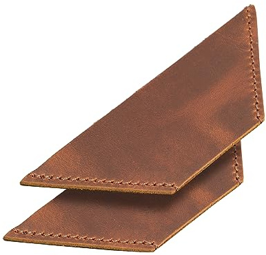 Londo handgjort bokmärke i äkta läder (set med 2) (kamel, triangel)