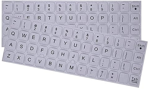 TopHomer 2 Stück Universelle Arabisch Tastaturaufkleber, Englisch Alphabet Tastatur Ersatz Aufkleber für Computer Laptop über 10 Zoll (Schwarz auf Silber)