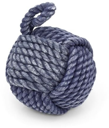 Blue Nautical Knot Rope Heavy Doorstop | Nautical Monkey's Fist Seaside Rope Door Stop | Beach Rope Knot Door Stopper Ball
