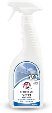 FIDEA Detergente Vetri Pronto all'Uso V1 Pulizia Efficace e Senza Aloni, Ideale per pulire Vetri, Specchi e Superfici Lucide - prodotti pulizia casa 750 ml