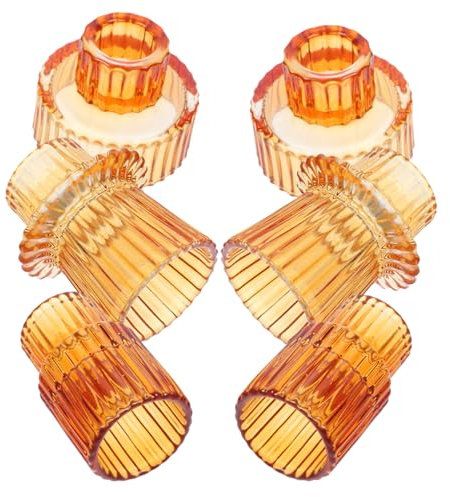 AOKWAWALIY Kerzenhalter aus Glas, Kerzenhalter, Tisch-Kandelaber, Kerzenbehälter, Teelichthalter, Glas, 6 Stück