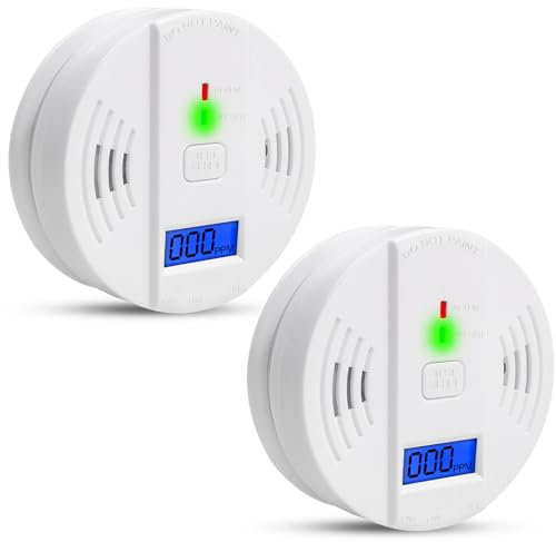 Carbon Monoxide Detector,CO Detector With LED display,Carbon MonoxideAlarm, Carbon Monoxide Detector, coAlarms Monitor for Home Safety,Disasterprevention supplies(AA Battery NOT Included)2 Pack