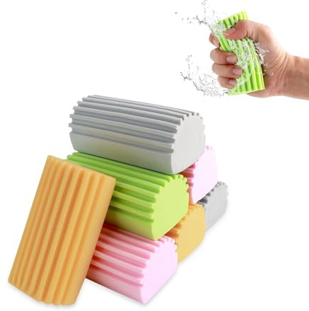 Juego de 8 esponjas para limpieza húmeda, esponja húmeda para polvo, reutilizables, con 4 colores, plumero para limpieza del hogar, cristal