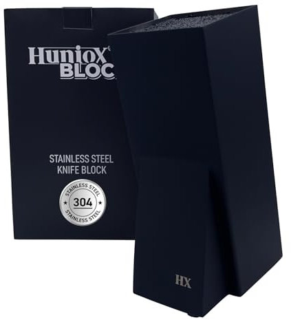Huniox® Universal Knife Block - Black, Empty - Holder for Kitchen Knives