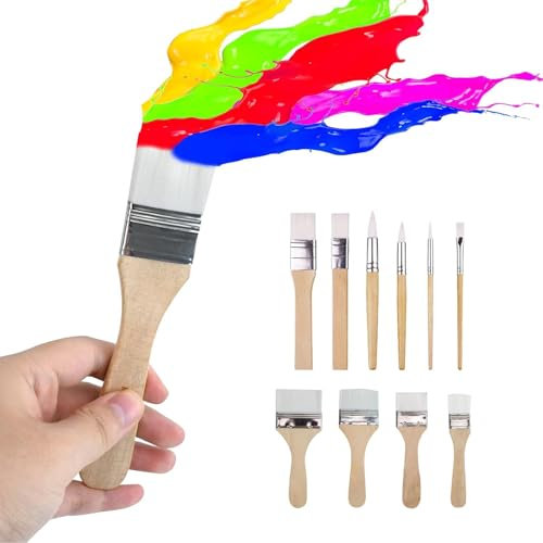 10 Stück Pinselset Acrylfarben Set, Nylonpinselset Künstlerpinsel, Pinsel Aquarell Verschiedene Größen, Pinselstrich Professionell Künstlerpinsel, Malen Holzgriffpinsel für Gouache Dekorieren