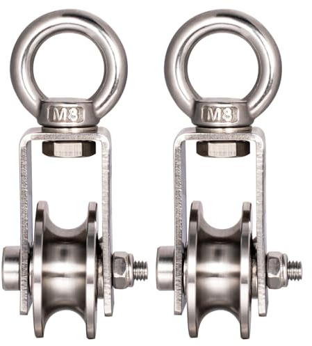 SHINICO 40mm Cable Pulley Wheel, Swivel Single Pulley Block, Bearing Inside, for Pulley System Gym Equipment, Lifting, Winch, Loading 660lb 2 Pack