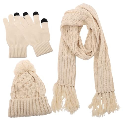 DEARMAMY 1satz Winter Set Beanie Schal Und Handschuhe Set Warmes Gestricktes Mütze-schal-handschuh-kombiset Für Damen Und Herren Für Herbst Und Winter Komfortabel Und Langlebig