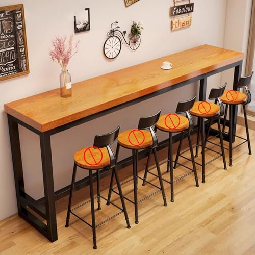 YVYKFZD Bartisch aus Massivholz, großer Stehtisch für zu Hause mit Metallbock, rechteckiger Esstisch, Bistrotisch im industriellen Stil, Bistrotisch, nur Tisch(Cherry Wood,55.1x15.7x41.3)