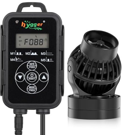 Hygger Bomba de Circulación Acuario,6W Bomba de Flujo para Acuario con Magnético Potencia Cabezal,5670LPH Wave Maker Aquarium con Externo Controlador for 75-380L Freshwater and Marine Reef Aquariums