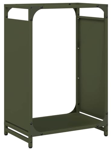 vidaXL Leñero Verde Oliva 44x28x65 cm Acero Laminado en frío