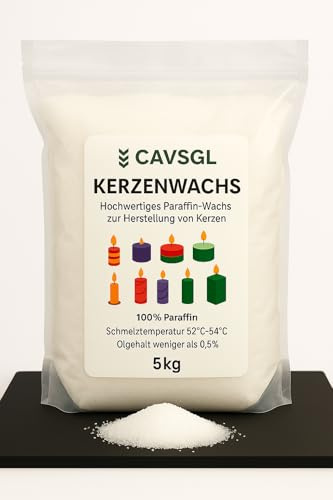 Kerzenwachs Granulat - Weiß - in Pulverform zur Herstellung von Kerzen - Paraffin Wachsgranulat Hochrein - Made in Germany - CAVSGL (5 Kg, 1, stück)