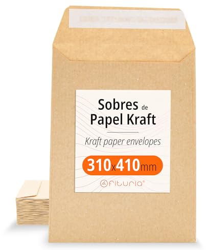 Kraftpapier-Umschläge, Umschläge für Dokumente, Geschenke, Hochzeitseinladungen und Versand, Robuste und Vielseitige Papiertüten für Gelegenheiten, large envelope - Ofituria (310x410, 200 Stück)