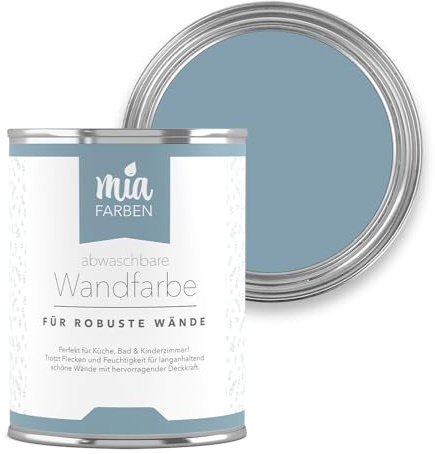 miafarben abwaschbare Wandfarbe für Wände & Tapeten 2,5L - sanfte, matte Farbtöne, hochdeckend (Kühle Meeresbrise)