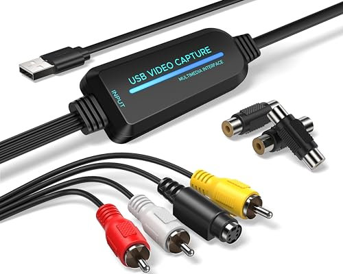 VHS to Digital Converter -1080p USB 2.0 Capture Card- Convert VHS, Mini DV, Hi8, DVD & VCR to Digital for Mac/Windows