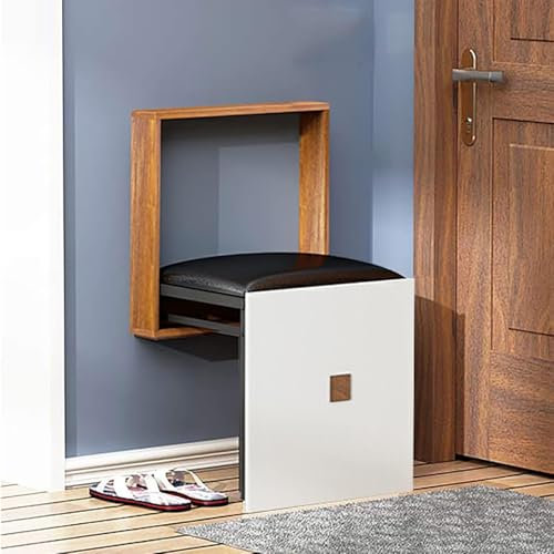 Sgabello pieghevole in legno per cambio scarpe, montaggio a parete, panca da bagno, sedia da ingresso di fascia alta, sedile compatto per doccia, salvaspazio, sgabello da foyer per uso domestico