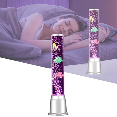 Lámpara mágica de burbujas for acuario - Lámpara LED de agua con cambio de color RGB dinámico y peces flotantes, regalo de relajación ASMR for el hogar, la oficina y el dormitorio(46cm/18.11in)