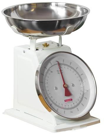 Kitchen Mechanical Scales With Bowl 4kg Capacity Vintage Retro Traditional Metal Baking Cooking (Cream)