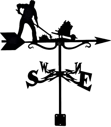 JIPOFAN Girouette, indicateur de Direction du Vent, Outil de Mesure en Acier Inoxydable avec Support de Montage 35 x 50 cm (cimentier)