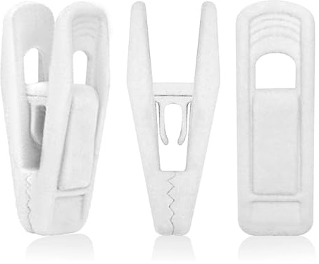 Andiker 20 Pack Samt-Kleiderbügel Clips Set, Finger-Hosen-Clips für Samtbeflockte, Kleidung Pins (Weiß)