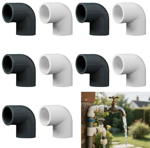 10 Pièces 20mm 90 degrés Raccords de Tuyauterie 2 Voies Coude Slip PVC, D'alimentation Coulissant Raccords à Angle Droit Plastique Résistant, Changer de Direction, Connexion de Tuyau d'eau de Jardin