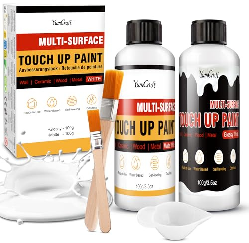 Pintura de Retoque Blanca 200ml– Pluma de Pintura Multisuperficie Mate y Brillante Mejorada, Repara Arañazos y Manchas en Paredes, Puertas, Armarios, Bañeras, Azulejos, Madera, Mobiliario y Porcelana