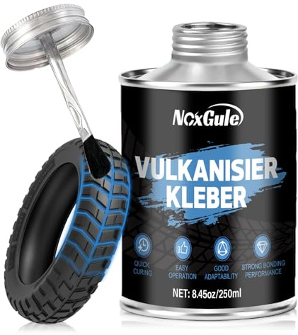 NoxGule 250ml Pegamento Vulcanizante, Pegamento de Contacto, Pegamento Parches Bicicleta, Kit Repara Pinchazos Coche, para Reparar Grietas, Desgarros Daños en los Neumáticos