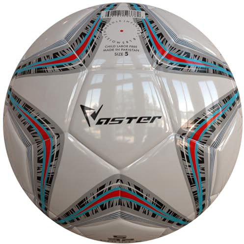VASTER Balón de fútbol Talla 5 de Cuero sintético PU para Entrenamiento, Partidos y Juegos al Aire Libre. Duradero, Resistente al Agua y Cosido a Mano (Blanco)