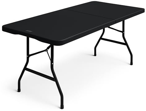 SAKUSEI Anthracite 6ft 1.8m Heavy Duty Folding Trestle Table. 150kg capacity. For Party, Garden, Patio, Office, Dining, indoor or Outdoor Use. With Carry Handle. Folds Away (Anthracite)
