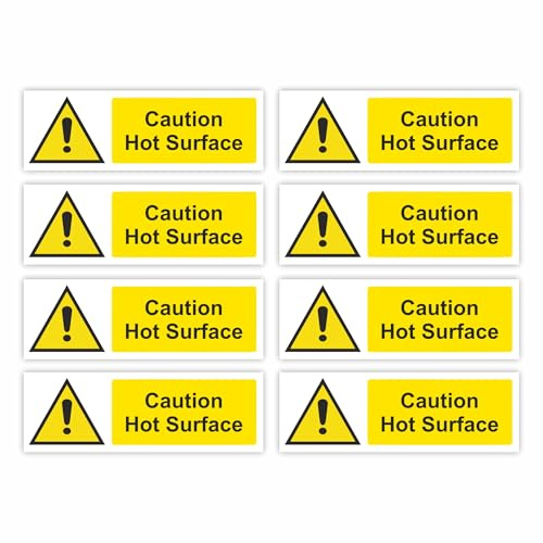 Small-Sized Multipack / 25x75mm Each (8-Pack) / Hot Surface Self-Adhesive Signage/Vinyl Decals Removable & Wipeable/Indoor or Outdoor Stickers/Gloss Finish /
