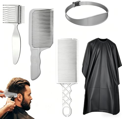 Kontazmi Hårklippningskam Övergång 5-delar Hårklippningssats med frisörkåpa – Justerbar hårklippningsmall Fade Kamm Hårklippningsband, Barber Kamm Frisörhjälpmedel för hårklippning