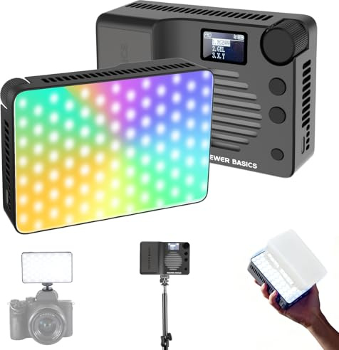 NEEWER BASICS BS40C Full RGB Magnetic Camera Video Light, 45W Boost Mode | Small LED Panel Lighting, 4800lx/0.5m, CRI95+, 2500K-10000K, 14 Scenes, 5000mAh, DSLR Tripod Streaming Photography Recording