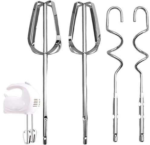 2 ganchos para amasar y varillas agitadoras para batidora de mano, piezas de batidora eléctrica, acero inoxidable, adecuado para amasadoras de masa y horneado de pan, compatible con batidoras de mano