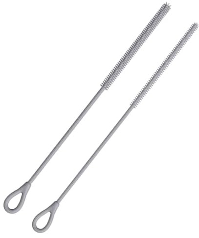 Silicone Straw Cleaner Brush, 2Pcs Reusable Straw Brush for Straws, Grey Non-slip Handle Soft and Bendable, 9.84in Extra Long with Steel Core, 6mm+9mm, for Stanley Metal Glass Straws