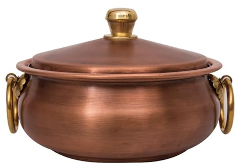 XYUERU Marmite en cuivre pur fabriquée à la main, batterie de cuisine en cuivre avec couvercle, marmite et poêle en cuivre violet for cuisinière à induction, camping, restaurant(16cm)