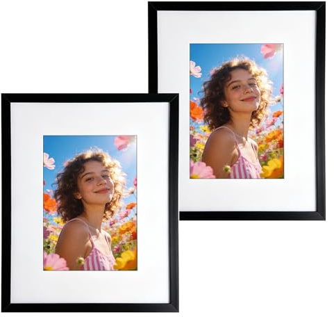 2 Pack 8x10 Picture Frame, Black Plastic Photo Frame for Wall/Tabletop | Shatter-resistant Durable Acrylic Panel, Vertical and Horizontal Display, for Family Photos, Home Decor and Office