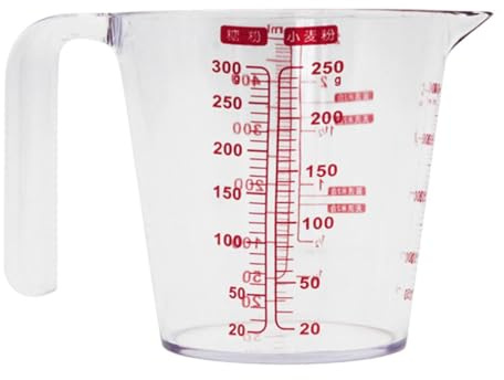 Pitycbo Vaso Medidor de Plástico Transparente con Marcas de Medición Rojas, 250ml
