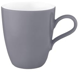 Seltmann Weiden Life Fashion Elegant Grey Henkelbecher, 400 ml, Einfarbige Kaffeebecher mit Henkel, Mix & Match Geschirr, Spülmaschinen- & Mikrowellenfest, Porzellan, Grau/Weiß